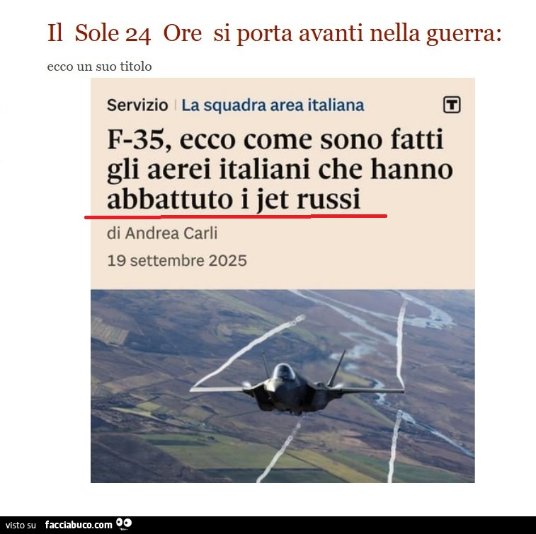 F35, il Sole24ore, jet russi abbattuti