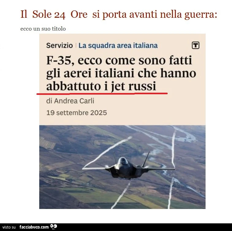 F35, il Sole24ore, jet russi abbattuti