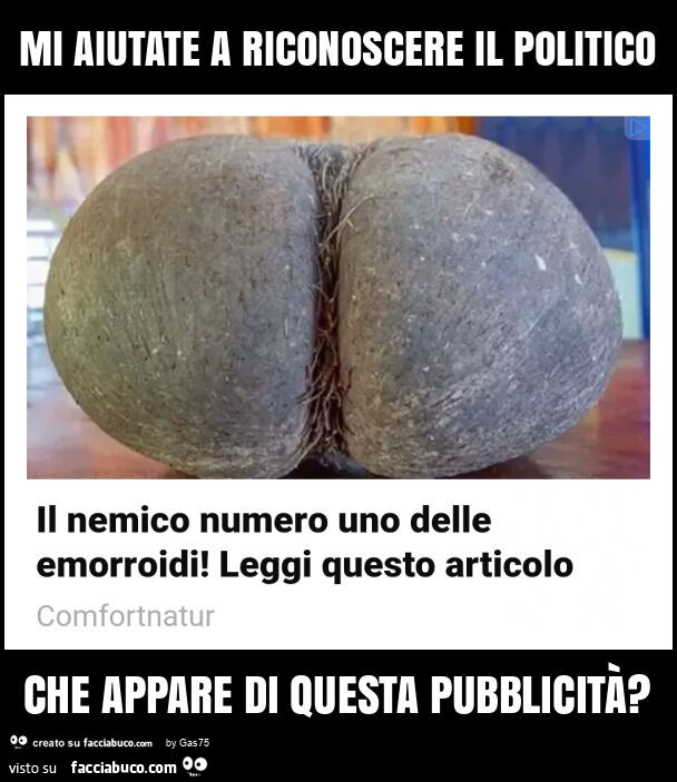 Mi aiutate a riconoscere il politico che appare di questa pubblicità?