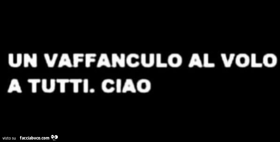 Un vaffanculo al volo a tutti. Ciao