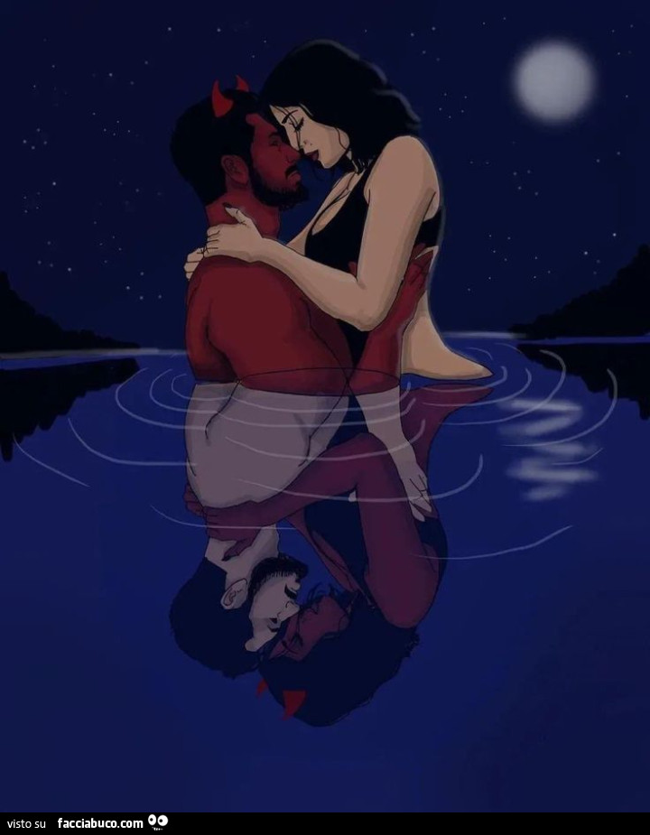 Donna in acqua con il diavolo