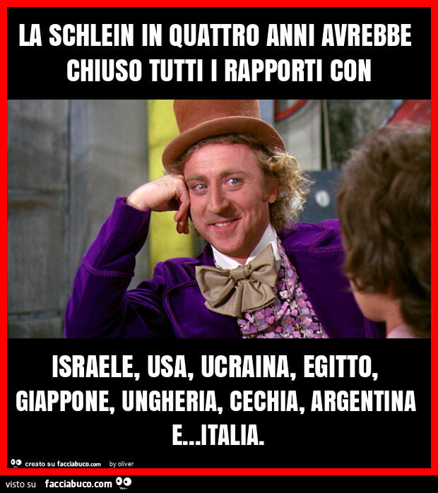 La schlein in quattro anni avrebbe chiuso tutti i rapporti con israele, usa, ucraina, egitto, giappone, ungheria, cechia, argentina e&hellip; italia