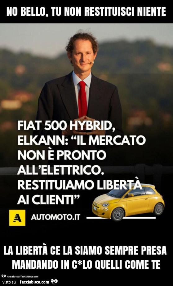 No bello, tu non restituisci niente la libertà ce la siamo sempre presa mandando in c*lo quelli come te