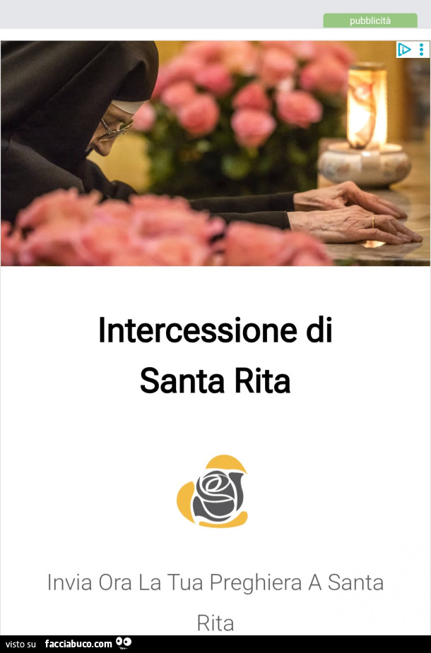 Intercessione di santa Rita invia ora la tua preghiera pubblicità facciabuco