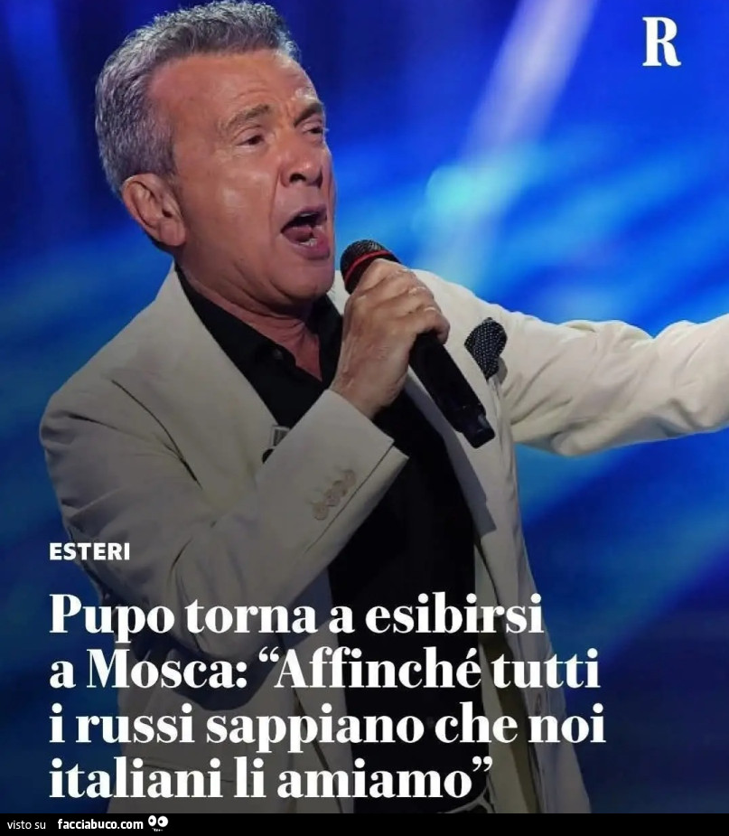 Pupo torna ad esibirsi a mosca affinché i russi sappiano che noi italiani li amiamo