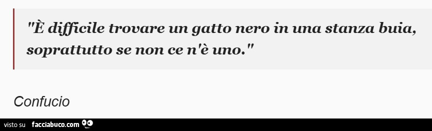 È dificile trovare un gatto nero in una stanza buia, soprattutto se non ce n 'è uno. Confucio