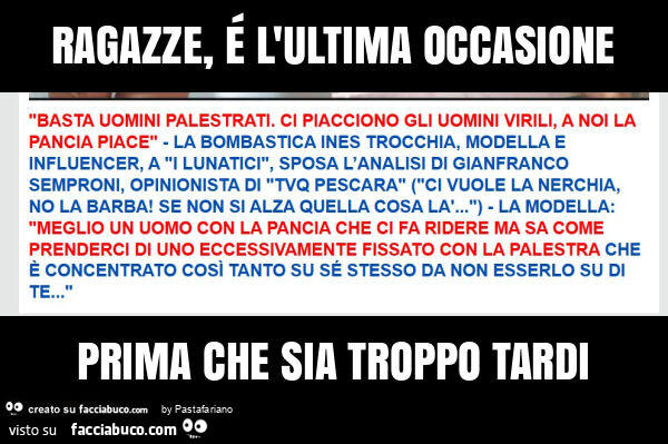 Ragazze, é l'ultima occasione prima che sia troppo tardi