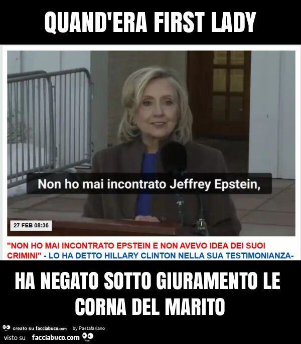 Quand'era first lady ha negato sotto giuramento le corna del marito
