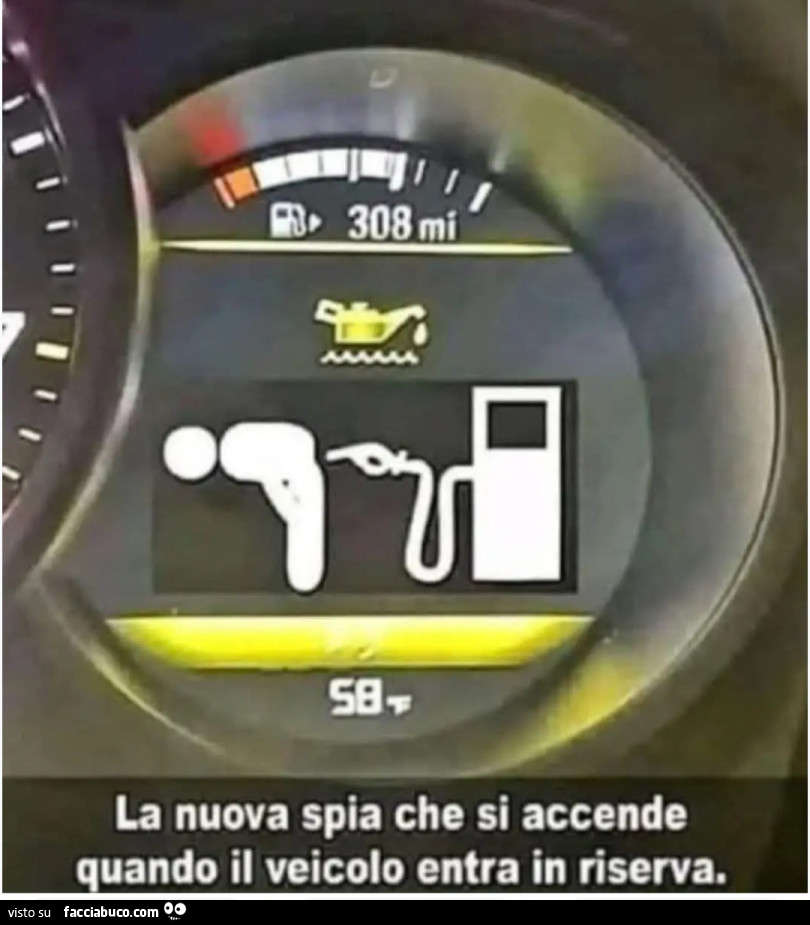 La nuova spia che si accende quando il veicolo entra in riserva