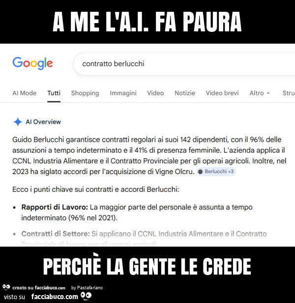 A me l'a. I. Fa paura perchè la gente le crede