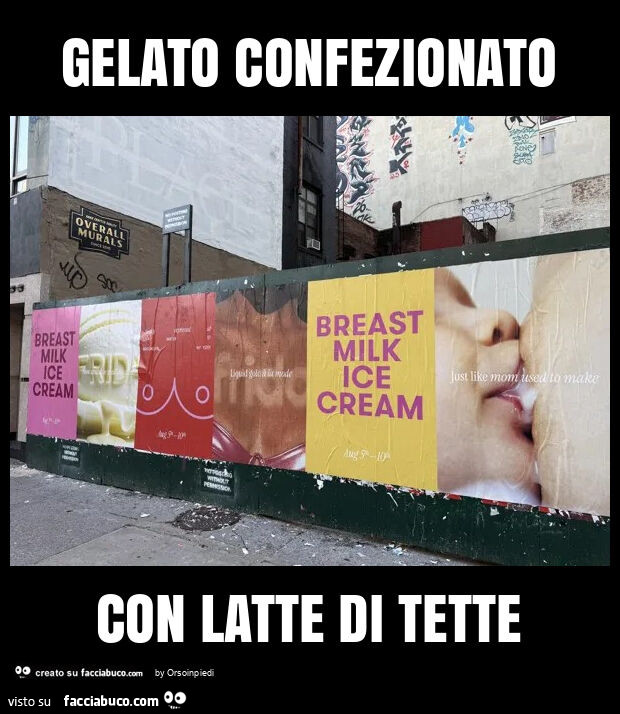 Gelato confezionato con latte di tette