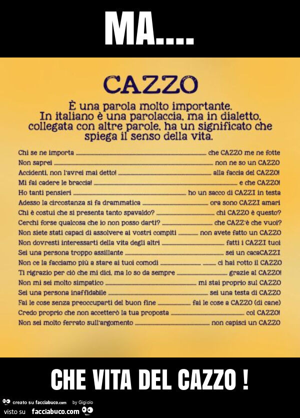 Ma… che vita del cazzo