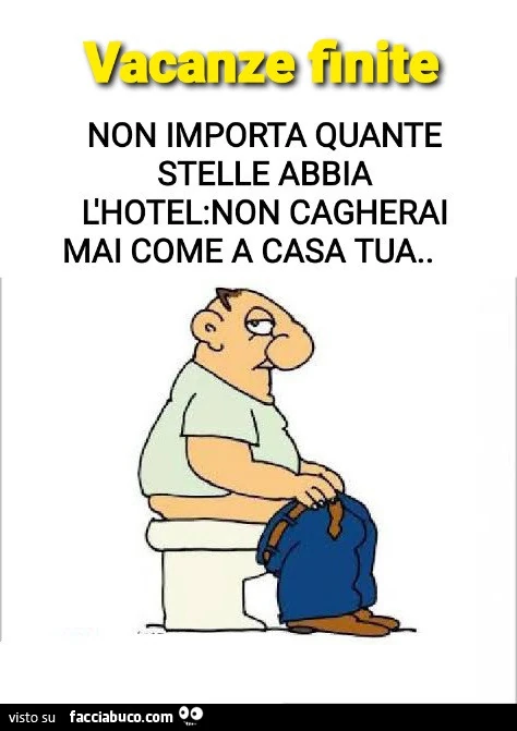 Vacanze finite: non importa quante stelle abbia l'hotel: non cagherai mai come a casa tua