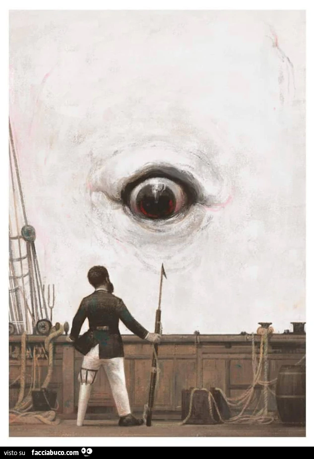 Gérard Dubois "A bordo del Pequod, il capitano Achab, di fronte a un occhio che oscura tutto il cielo, quello di Moby Dick, la balena bianca che una volta gli portò via una gamba&hellip; "