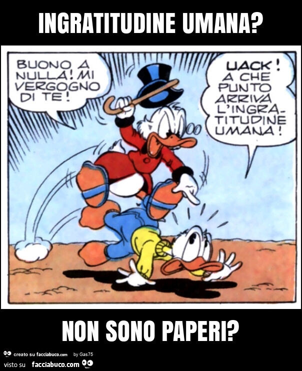 Ingratitudine umana? Non sono paperi?