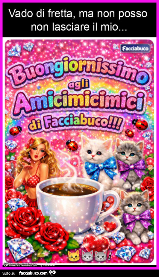 Vado di fretta, ma non posso non lasciare il mio Buongiornissimno agli Amicimici di Facciabuco