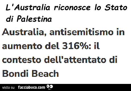 L'australia riconosce lo stato di palestina. Australia, antisemitismo in aumento del 316%: il contesto dell'attentato di bondi beach