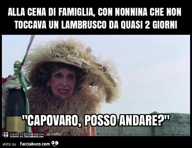 Alla cena di famiglia, con nonnina che non toccava un lambrusco da quasi 2 giorni