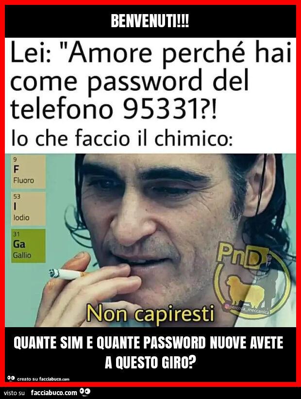 Benvenuti! Quante sim e quante password nuove avete a questo giro?