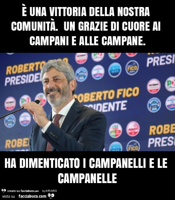 È una vittoria della nostra comunità. Un grazie di cuore ai campani e alle campane. Ha dimenticato i campanelli e le campanelle
