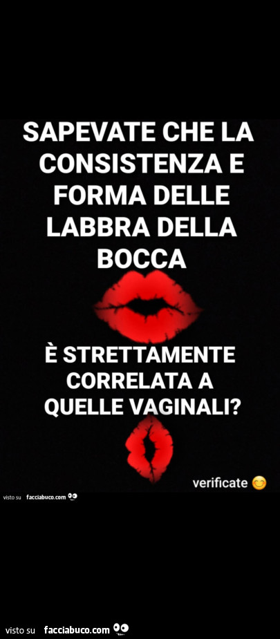 Sapevate che la consistenza e forma delle labbra della bocca è strettamente correlata a quelle vaginali?
