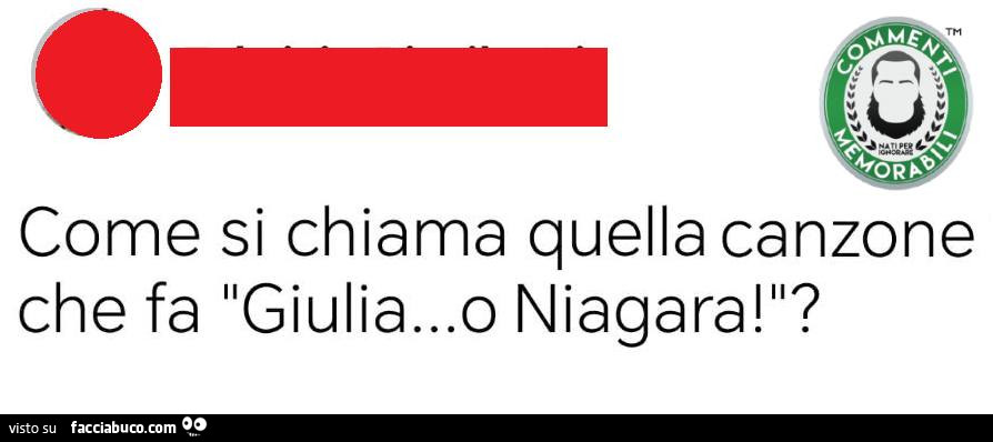 Come si chiama quella canzone che fa giulia&hellip; o niagara?