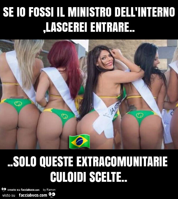 Se io fossi il ministro dell'interno, lascerei entrare… solo queste extracomunitarie culoidi scelte