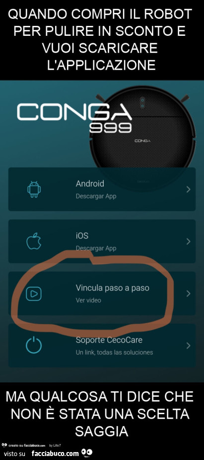 Quando compri il robot per pulire in sconto e vuoi scaricare l'applicazione ma qualcosa ti dice che non รจ stata una scelta saggia