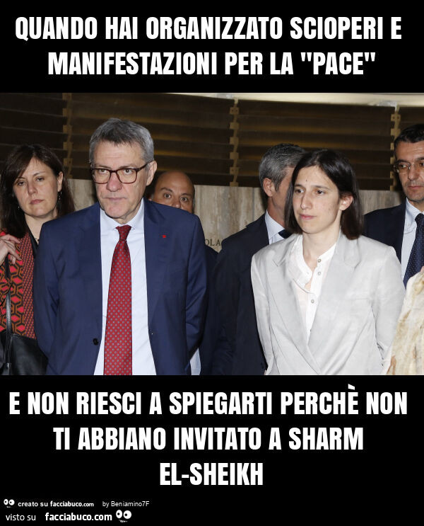 Quando hai organizzato scioperi e manifestazioni per la "pace" e non riesci a spiegarti perchè non ti abbiano invitato a sharm el-sheikh