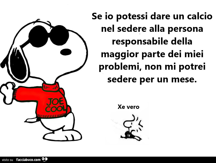 Se io potessi dare un calcio nel sedere alla persona responsabile della maggior parte dei miei problemi, non mi potrei sedere per un mese