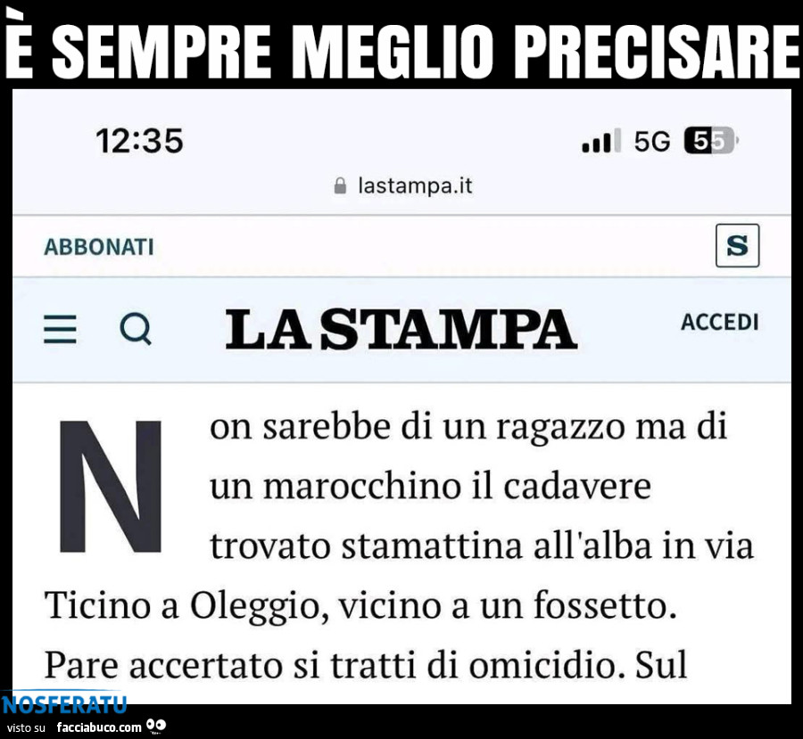 È sempre meglio precisare