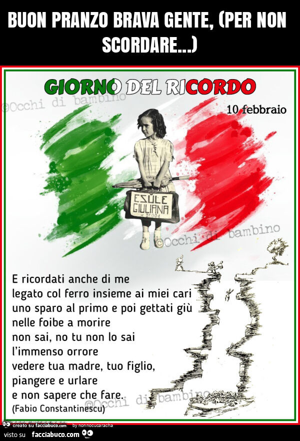 Buon pranzo brava gente, (per non scordare&hellip; )