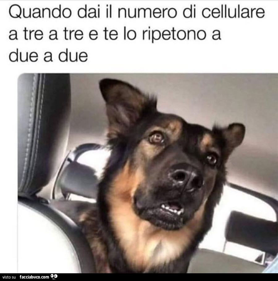 Quando dai il numero di cellulare a tre a tre e te lo ripetono a due a due