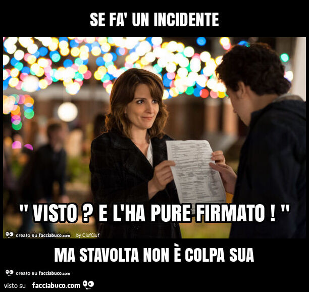 Se fà un incidente ma stavolta non è colpa sua