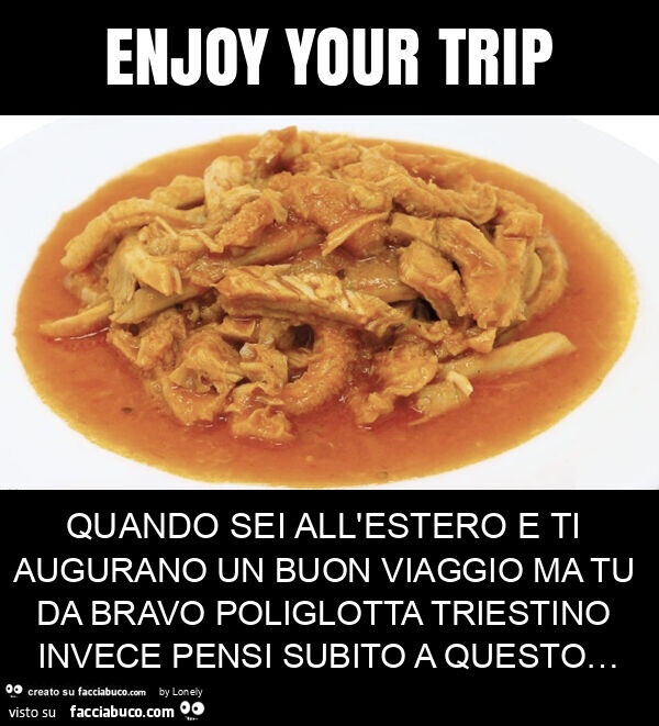Quando sei all'estero e ti augurano un buon viaggio ma tu da bravo poliglotta triestino invece pensi subito a questo…