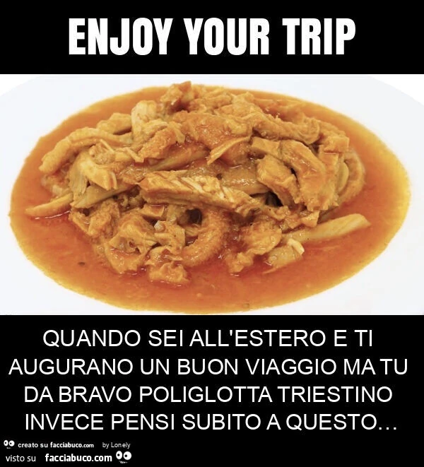 Quando sei all'estero e ti augurano un buon viaggio ma tu da bravo poliglotta triestino invece pensi subito a questo…