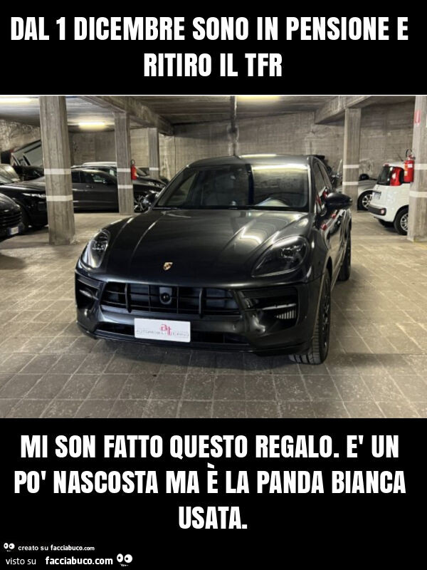 Dal 1 dicembre sono in pensione e ritiro il tfr mi son fatto questo regalo. È Un po' nascosta ma è la panda bianca usata