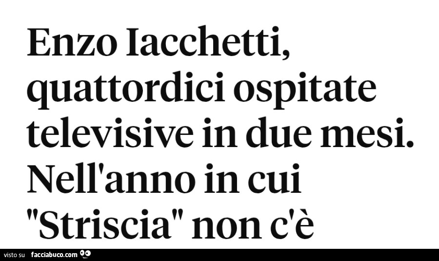 Enzo Iacchetti, quattordici ospitate televisive in due mesi. Nell'anno in cui striscia non c'è