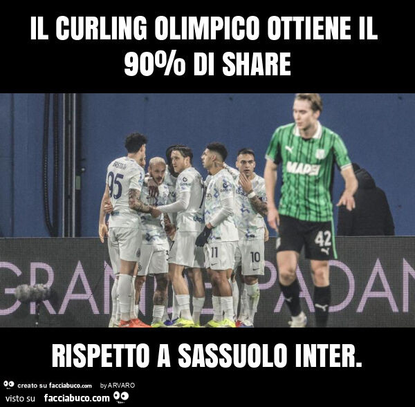 Il curling olimpico ottiene il 90% di share rispetto a sassuolo inter