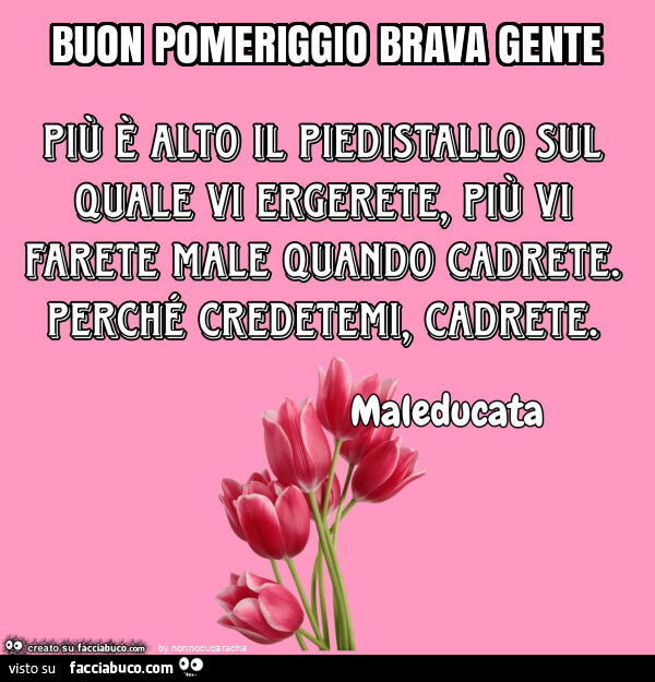 Buon pomeriggio brava gente