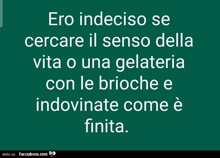 Ero indeciso se cercare il senso della vita o una gelateria con le brioche e indovinate come è finita
