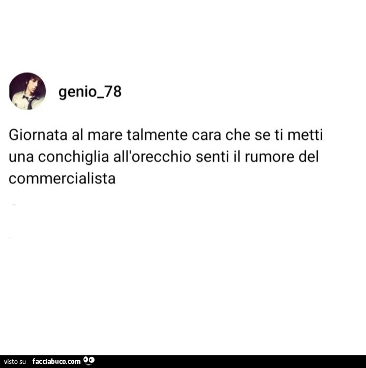 Giornata al mare talmente cara che se ti metti una conchiglia all'orecchio senti il rumore del commercialista