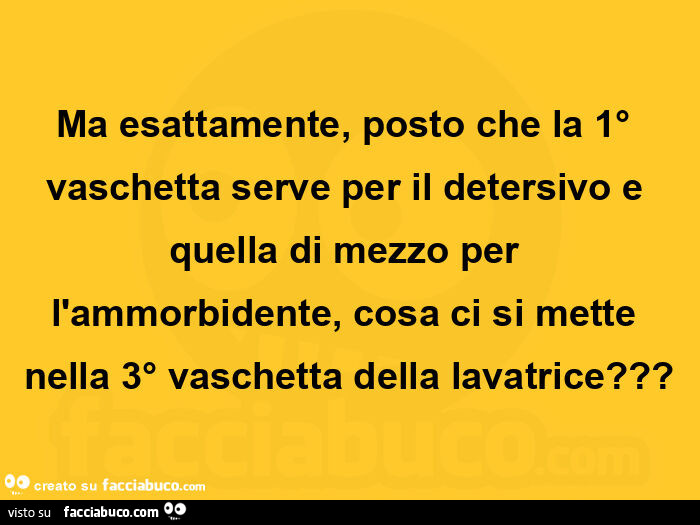 Ma esattamente, posto che la 1° vaschetta serve per il detersivo e quella di mezzo per l'ammorbidente, cosa ci si mette nella 3° vaschetta della lavatrice?