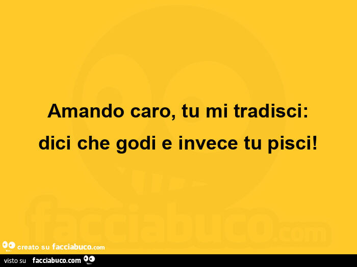 Amando caro, tu mi tradisci: dici che godi e invece tu pisci