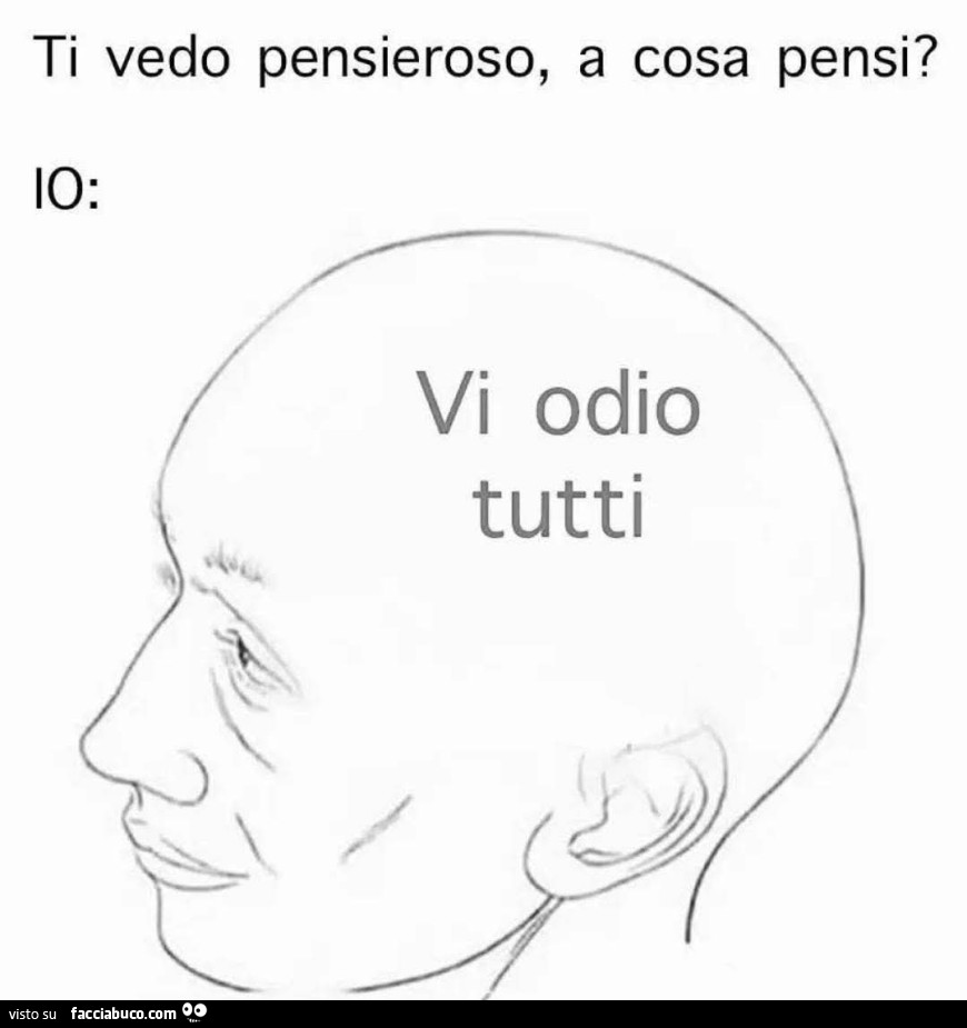 Ti vedo pensieroso, a cosa pensi? Vi odio tutti