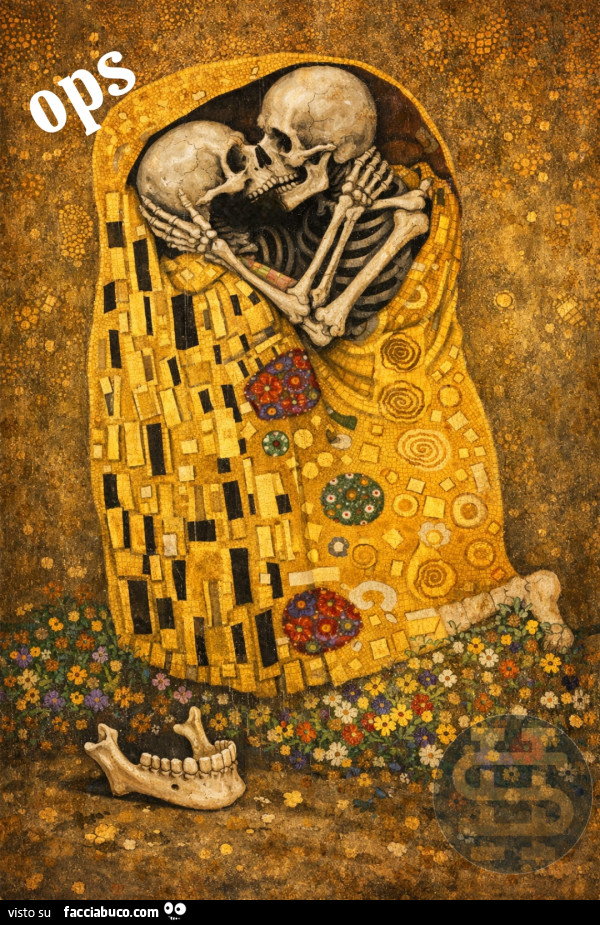 Bacio tra scheletri. Ops