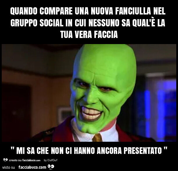 Quando compare una nuova fanciulla nel gruppo social in cui nessuno sa qual'รจ la tua vera faccia " mi sa che non ci hanno ancora presentato "