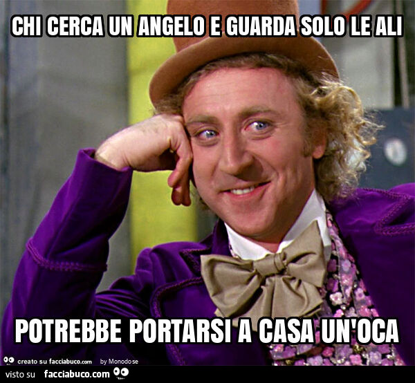 Chi cerca un angelo e guarda solo le ali potrebbe portarsi a casa un'oca