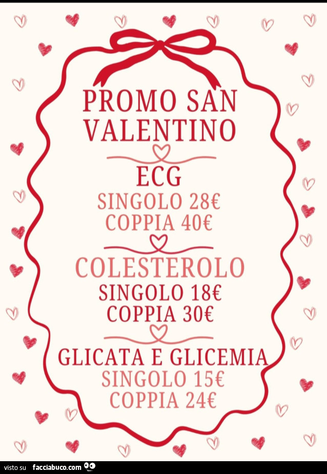 Promo san valentino ecg singolo 28€ coppia 40€
