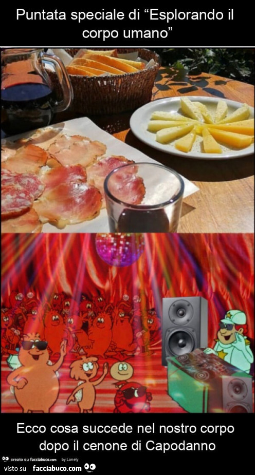 Puntata speciale di “esplorando il corpo umano” ecco cosa succede nel nostro corpo dopo il cenone di capodanno